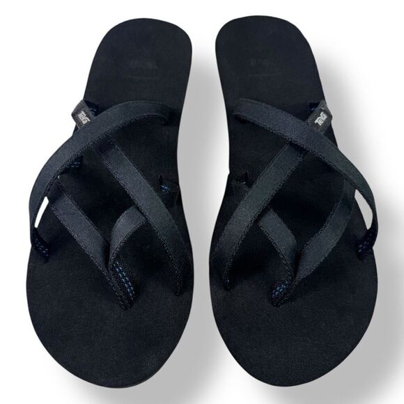 Teva 1000099 Mush Mandalyn Wedge Ola 2 Sandals Black Flip Flop Toe Post Women 10 - Picture 7 of 12